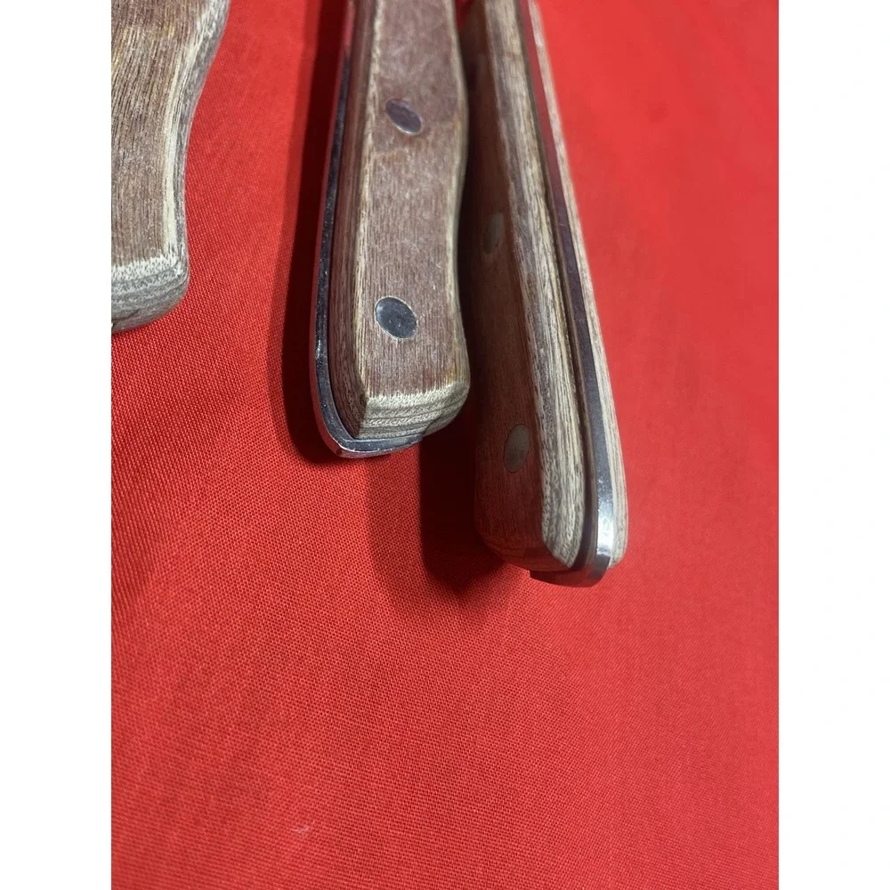 Vintage Maxam Steel Serrated Steak Knives Set of 4 Wood Handles Stainless